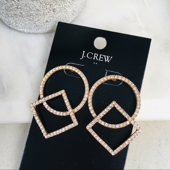 J. CREW Pavé Circle and Square Earrings - Picture 1 of 8